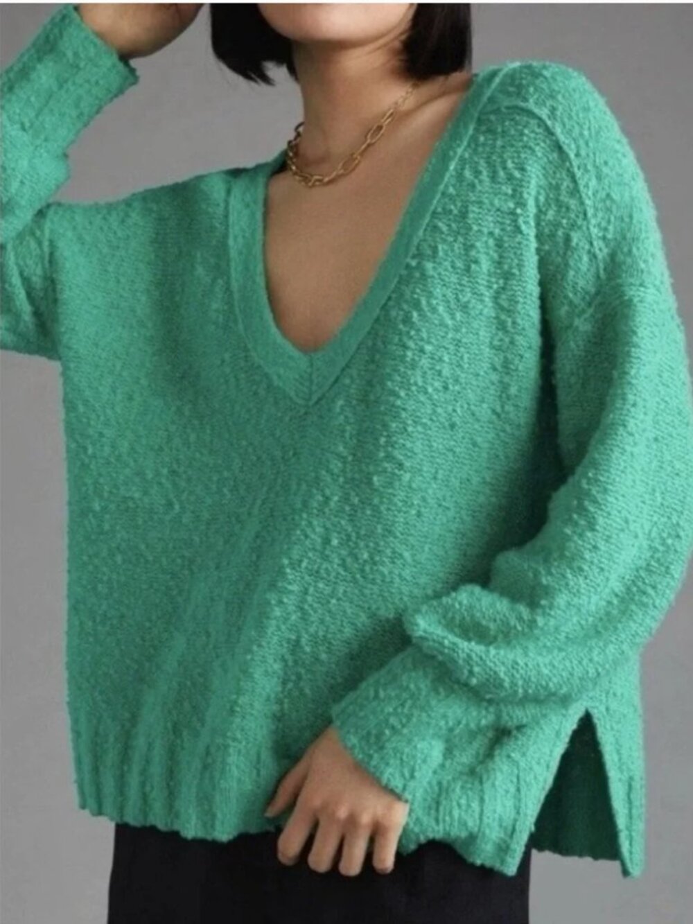 Anthropologie Pilcro Womens Sweater Size XS Blue V-Neck Long Sleeve Cotton Blend